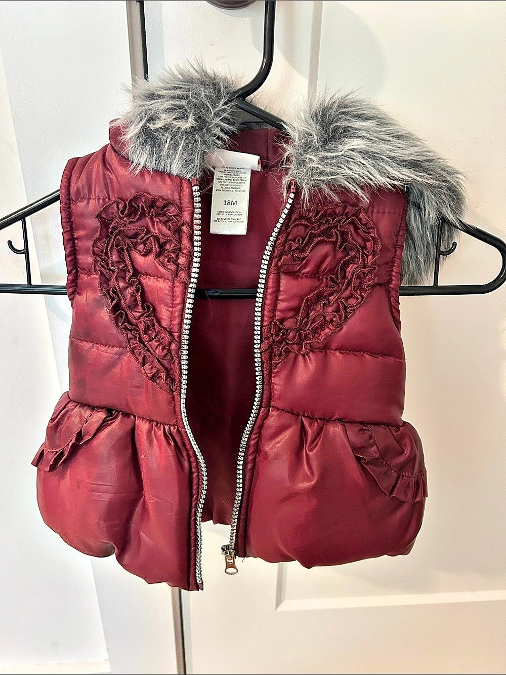 Little Lass Girls 18M Red Puffer Vest Like New